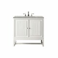 James Martin Vanities Athens 36in Single Vanity, Glossy White w/ 3 CM Eternal Serena Top E645-V36-GW-3ESR